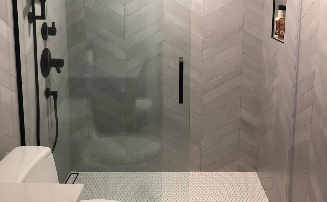 custom tile shower installation in Steinbach, MB, at Steinbach's Flooring Canada