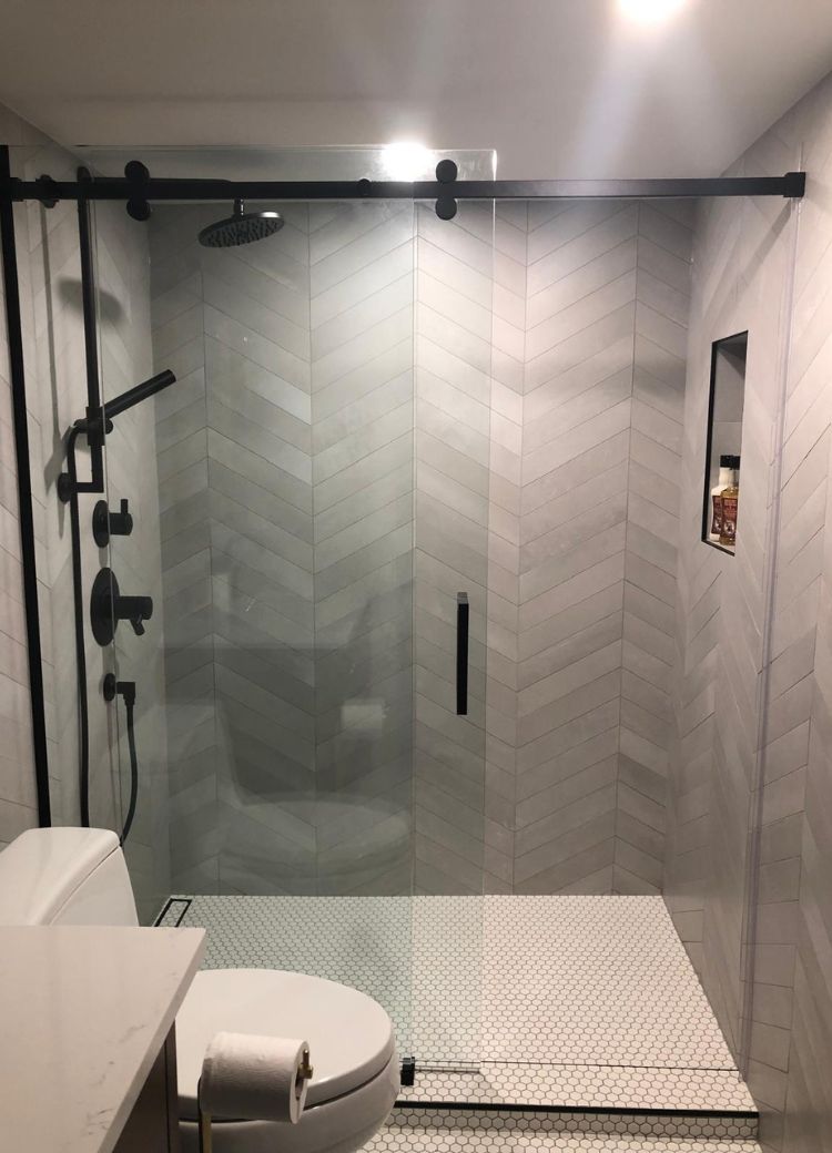 custom tile shower installation in Steinbach, MB, at Steinbach's Flooring Canada
