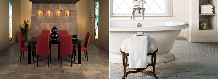 American Olean tile floor dining room bath room