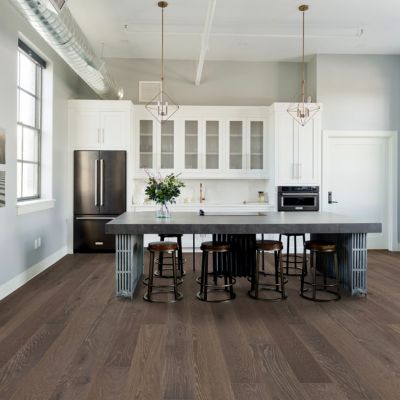 hardwood floors in a large MB kitchen